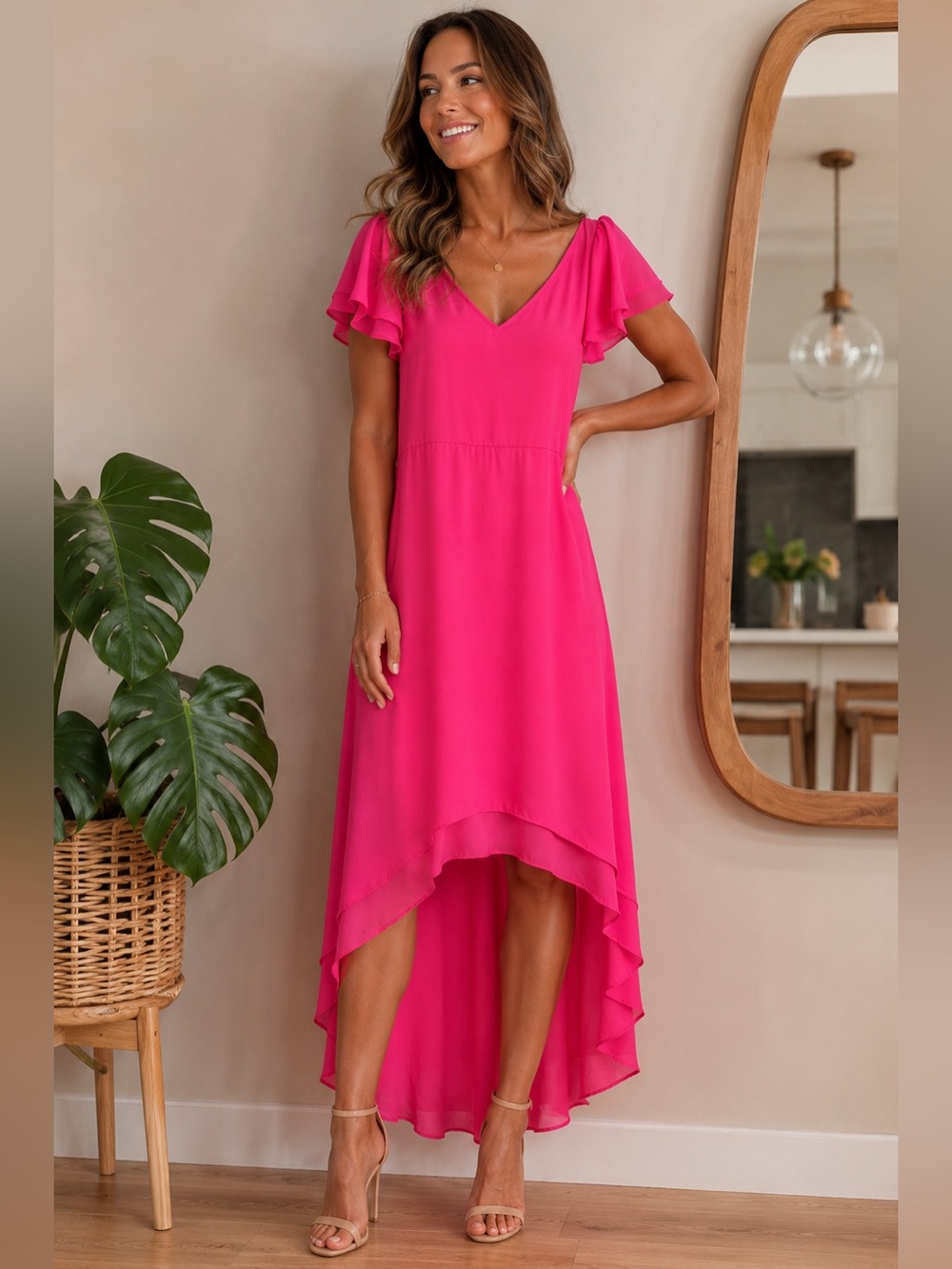 ASOS Neon Pink High low design